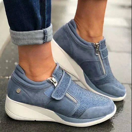 Women's Shoes: Wedges Shoes Woman Sneakers Zipper Platform Trainers Women Shoes Casual Lace-Up Tenis Feminino Zapatos De Mujer Womens Sneakers