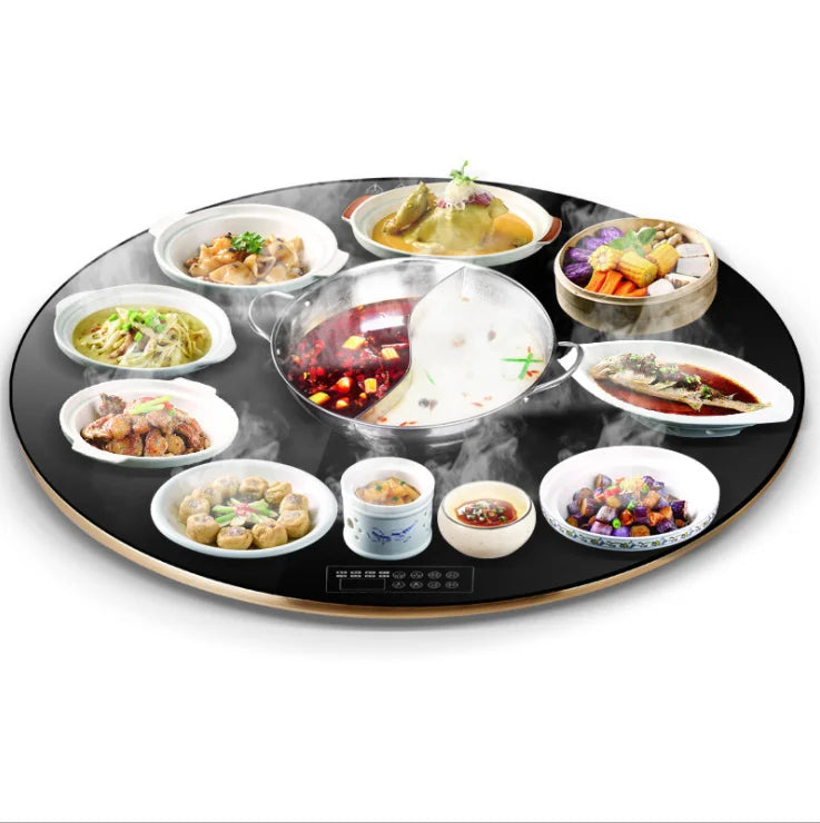 Dining: Turntable Multi-Functional Round Food Insulation Board Dishes Warming Keeping Plate Electric Heating