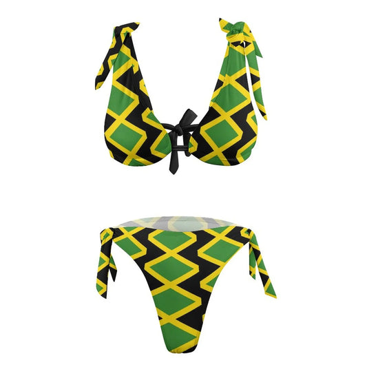 Jamaican Inspired Bikini Set🇯🇲: Jamaican Flag Bikinis Set Sexy Jamaica Cushion Bikini Swimsuit Pool Custom Swimwear Push Up Aesthetic Beach Wear