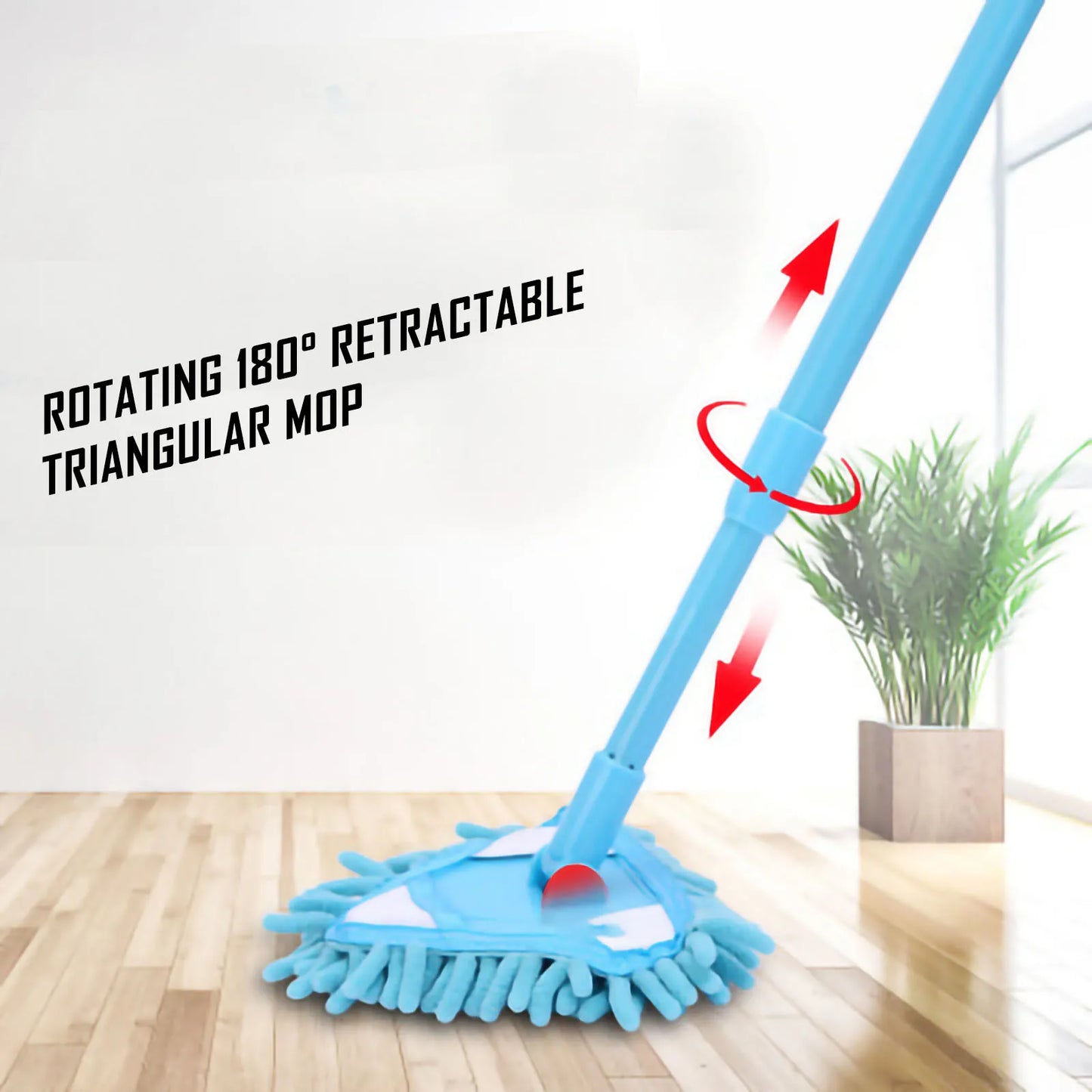 Cleaning Tool: Triangular Clean Mop Rotating Adjustable with Telescoping Handle Multifunctional with Refills Replacement Cloth For Car Floor