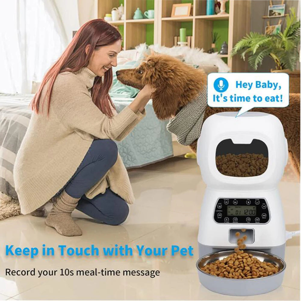 3.5L Dog Automatic Feeder with Voice Timing Stainless Steel Bowl Cat Dry Food Dispenser Tuya APP Smart Pet Feeder Dog Feeder