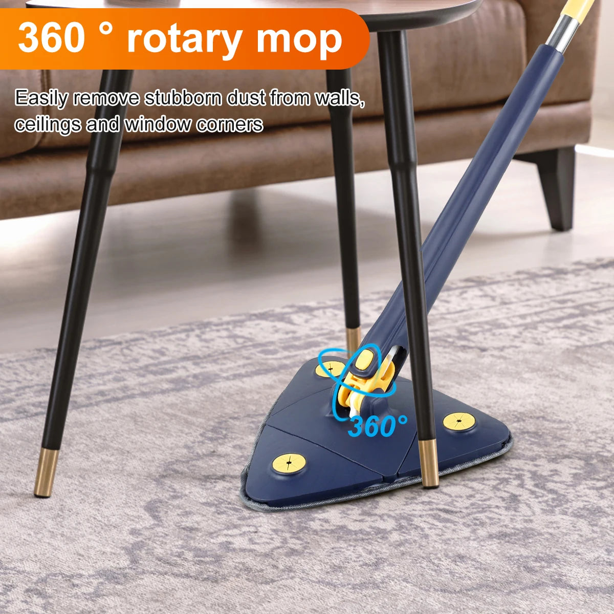 Cleaning Rotatable Mop: Cleaning Mop 360° Rotatable Water Absorption Triangular Mop Foldable Automatic Water Squeezing Wall Cleaning Mop OR 3 Mop Cloth