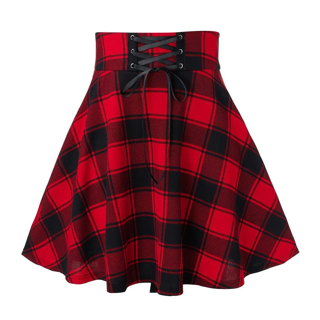 Kim Short Skirt: High Waisted Short Skirt Women Plaid Pleated Spring Sexy Plaid Printing Casual Plaid Skirt Women's Skirt Hoop Skirt