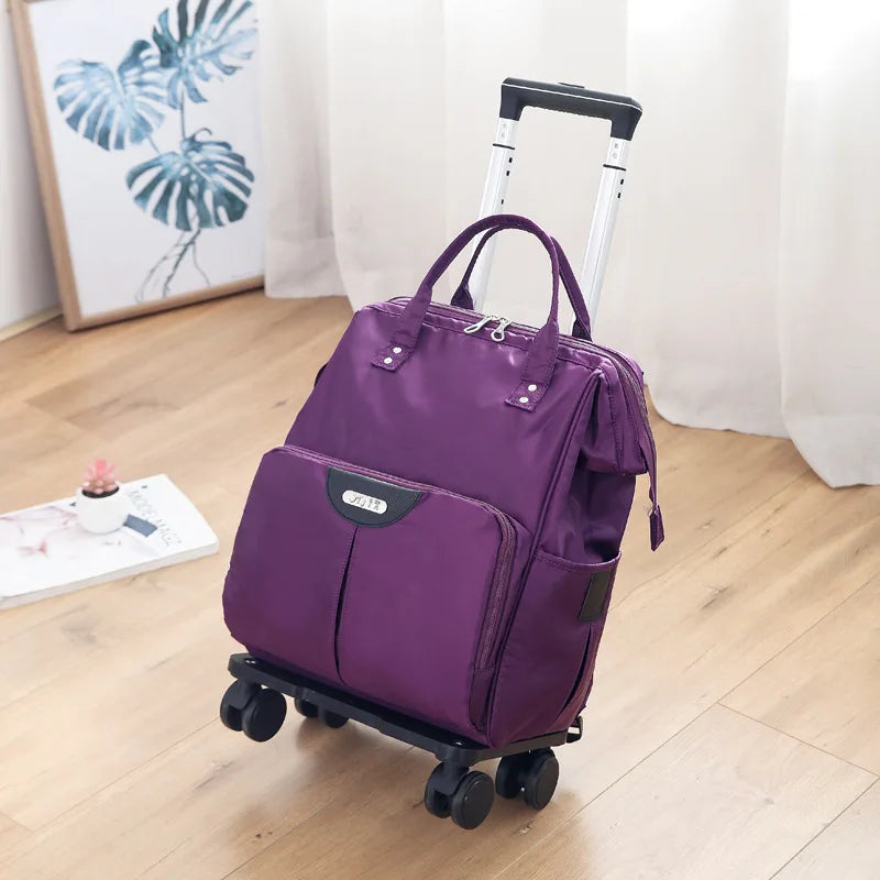 2023 Wheeled Bag For Travel Trolley Bags Women  Backpack With Wheels Oxford Large Capacity  Rolling Luggage Suitcase