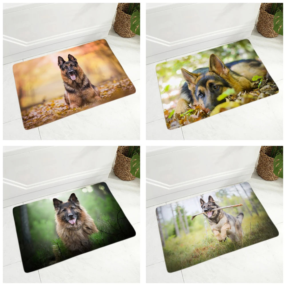 German Shepherd Dog Doormat Flannel Carpet Floor Mat for Hallway Bedroom 40x60cm Pet Animal Door Rug Non-Slip Decor