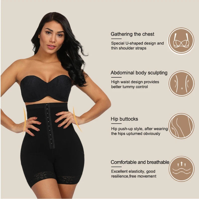 Breasted Lace Butt Lifter Corset High Waist Trainer Body Shapewear Women Fajas Slimming Tummy Control Panties Shorts Underwear