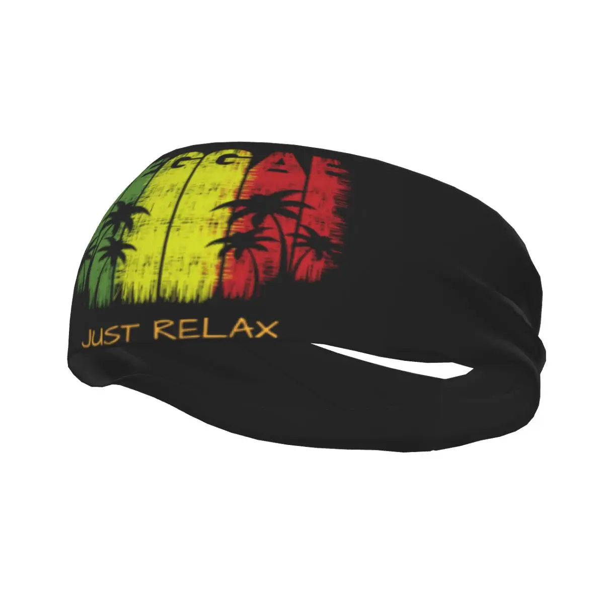 Reggae Headband🇯🇲: Sports Headband Reggae Music With Slogan Of Just Relax Running Fitness Sweatband Absorbent Cycling Jog Hair Bandage