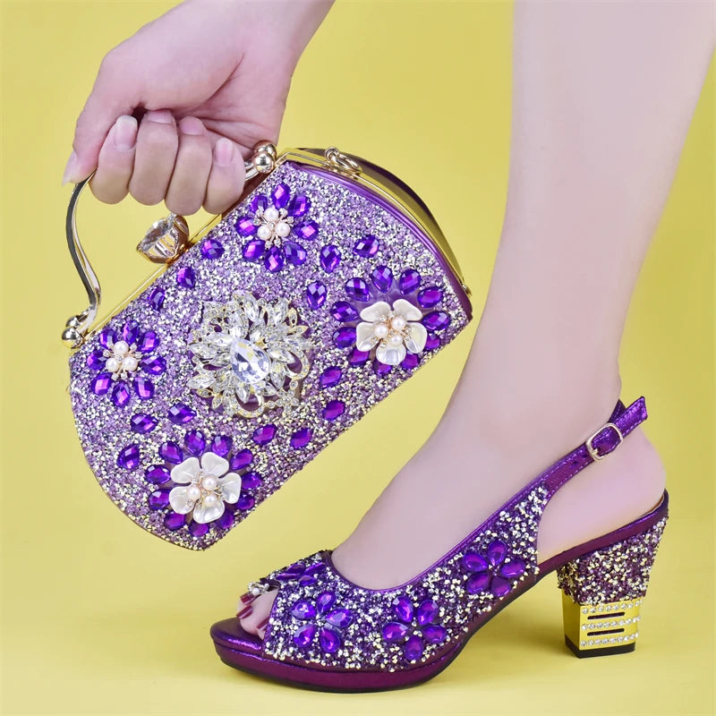 New Arrival Shoes and Bag for Party Wedding Ladies Shoes and Sandals Size 43 Women Shoes Women Italian Shoes with Matching Bags