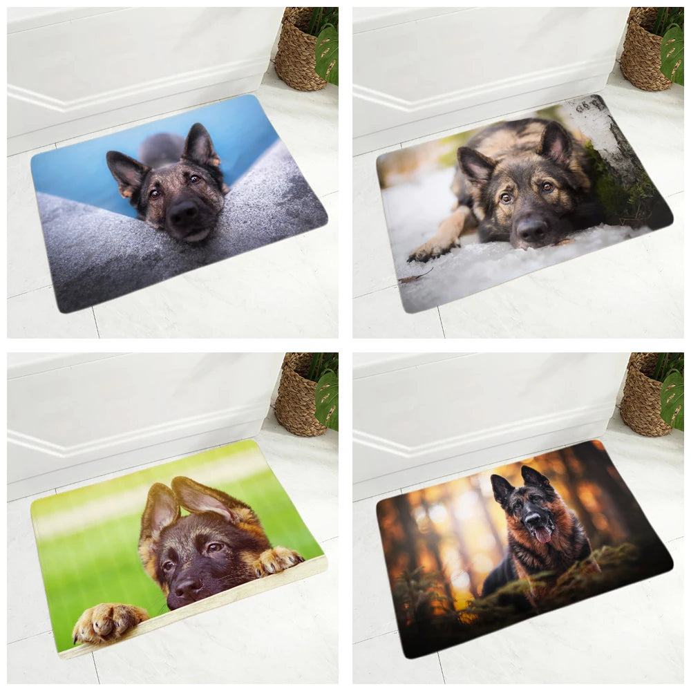 German Shepherd Dog Doormat Flannel Carpet Floor Mat for Hallway Bedroom 40x60cm Pet Animal Door Rug Non-Slip Decor