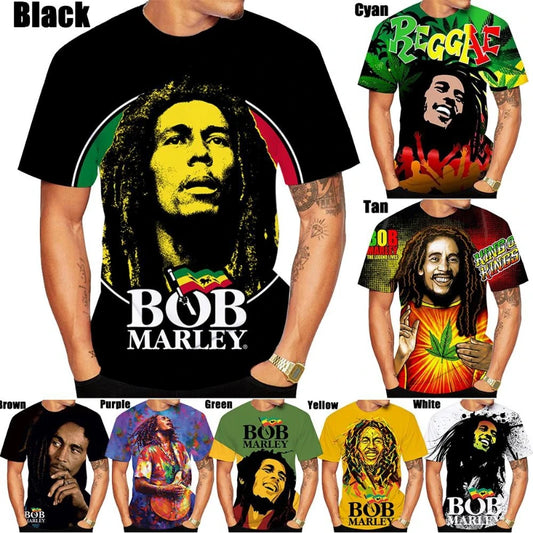 Bob Marley T-Shirt🇯🇲: Summer Hot Sale 3D Reggae Men's/women's T Shirt 3D Printing Short-sleeved Round Neck Men's Tops Clothing Plus Size Oversize