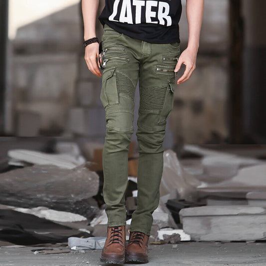 Men's Slim-fit Overalls With Multi-pocket Zipper - YB Gift Store