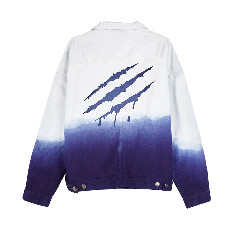 Scratch Hang Dyed Gradient Denim Jacket - YB Gift Store