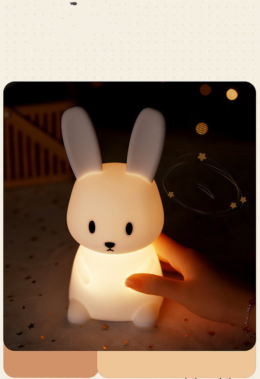 Blossoming Rabbit Silicone Lamp Led Colorful Atmosphere Night Light Bedside Lamp Birthday Gift - YB Gift Store