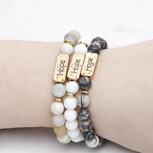 Natural Stone Engraved Hope Bracelet - YB Gift Store