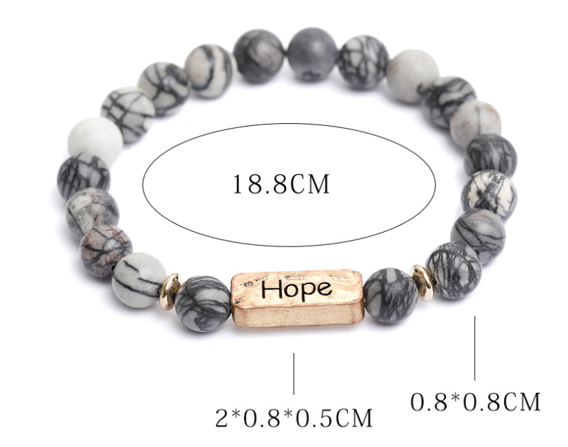 Natural Stone Engraved Hope Bracelet - YB Gift Store