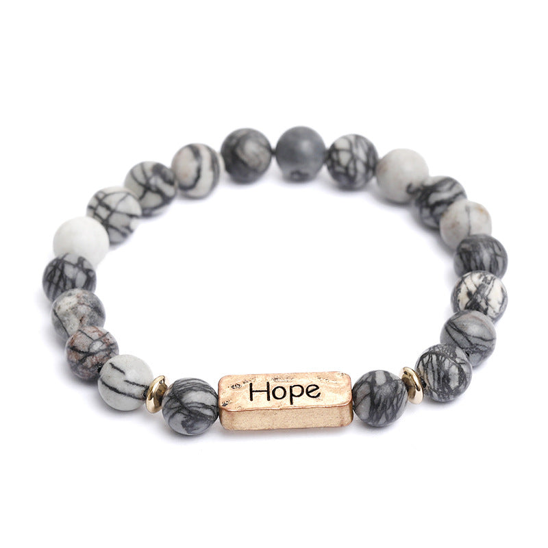 Natural Stone Engraved Hope Bracelet - YB Gift Store