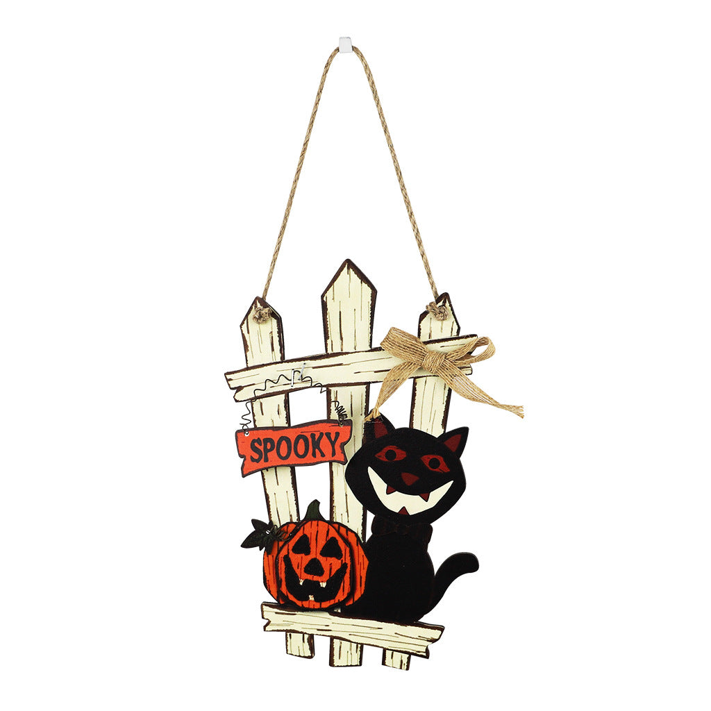 Welcome Sign Garland Door Hanging Halloween Wooden Pumpkin