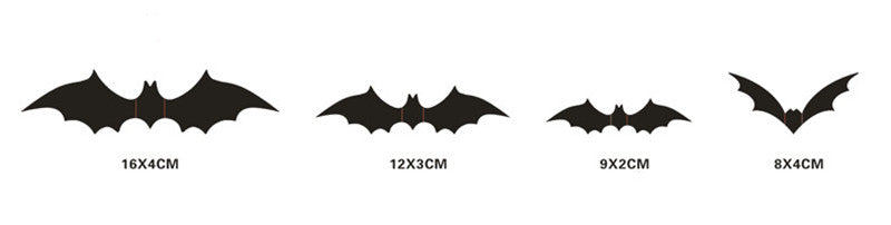 A Pack Of 16 Halloween Bats 3D Black Stereo Bat Stickers